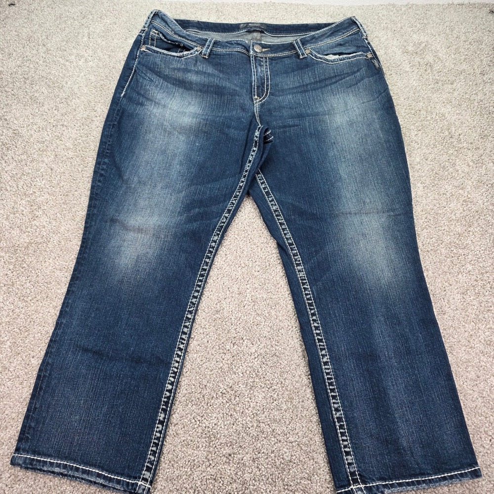 Silver Jeans Co Natsuki Capri Dark Wash Denim Blue Jeans Womens Size 22
